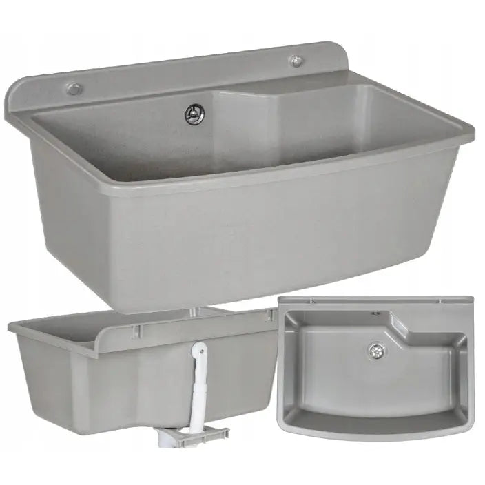 Stor utslagsvask i grå til vaskerom – dyp utvaskningsservant fra BareBad.no