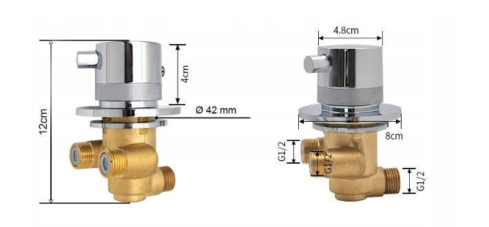 Dusjbatteri med blandebatteri for massasjedusj 2 funksjoner