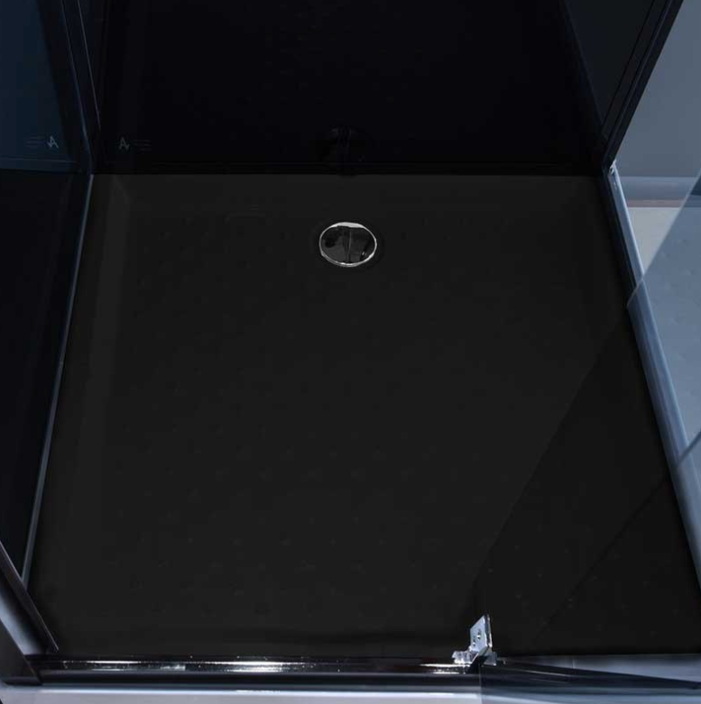 Firkantet dusjkabinett med dusjkar WSH306, svart, 90x90 cm