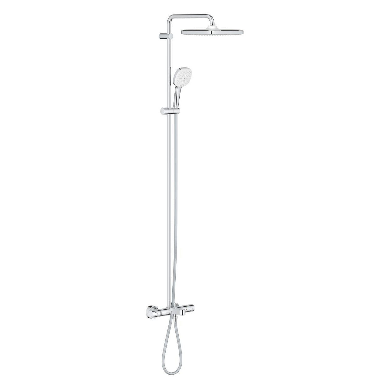 Badekar-dusjsystem termostat krom Grohe Tempesta 250 Cube forfra