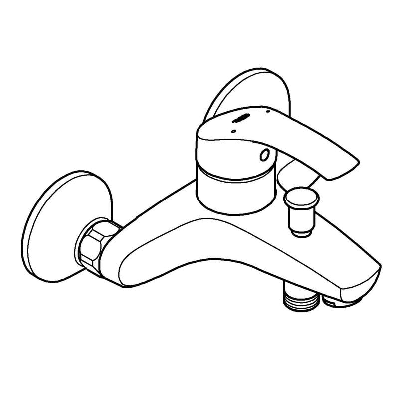 Badekarbatteri krom - Grohe Eurosmart sideprofil
