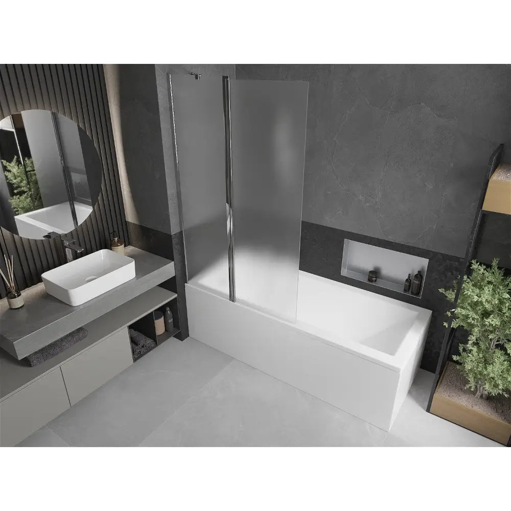 Badekarvegg 1-delt 100x150 Cm Frostet Krom