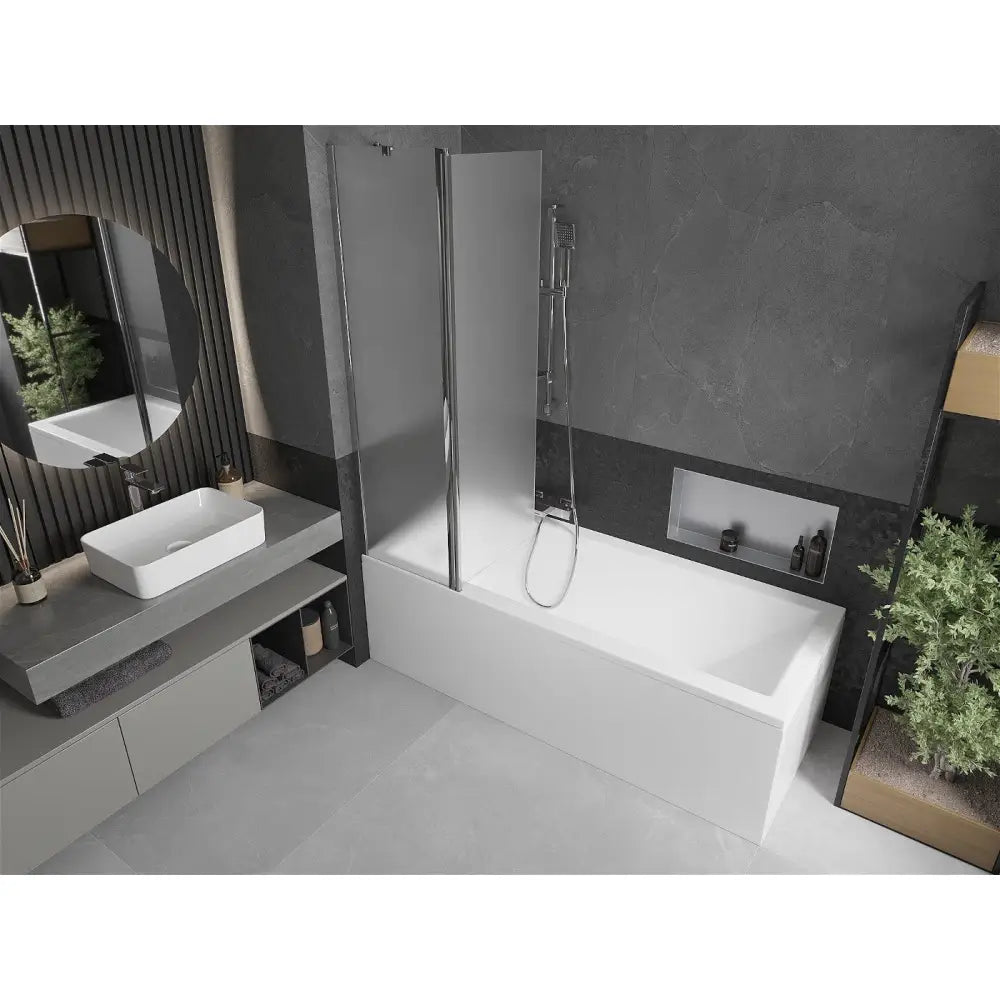 Badekarvegg 1-delt 100x150 Cm Frostet Krom