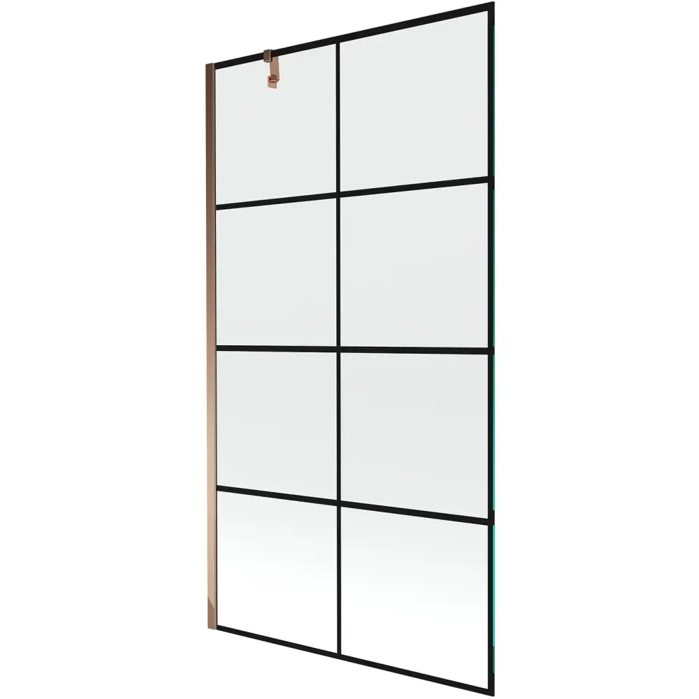 Badekarvegg 1-dørs 100x150 Cm Svart Mønster Roségull