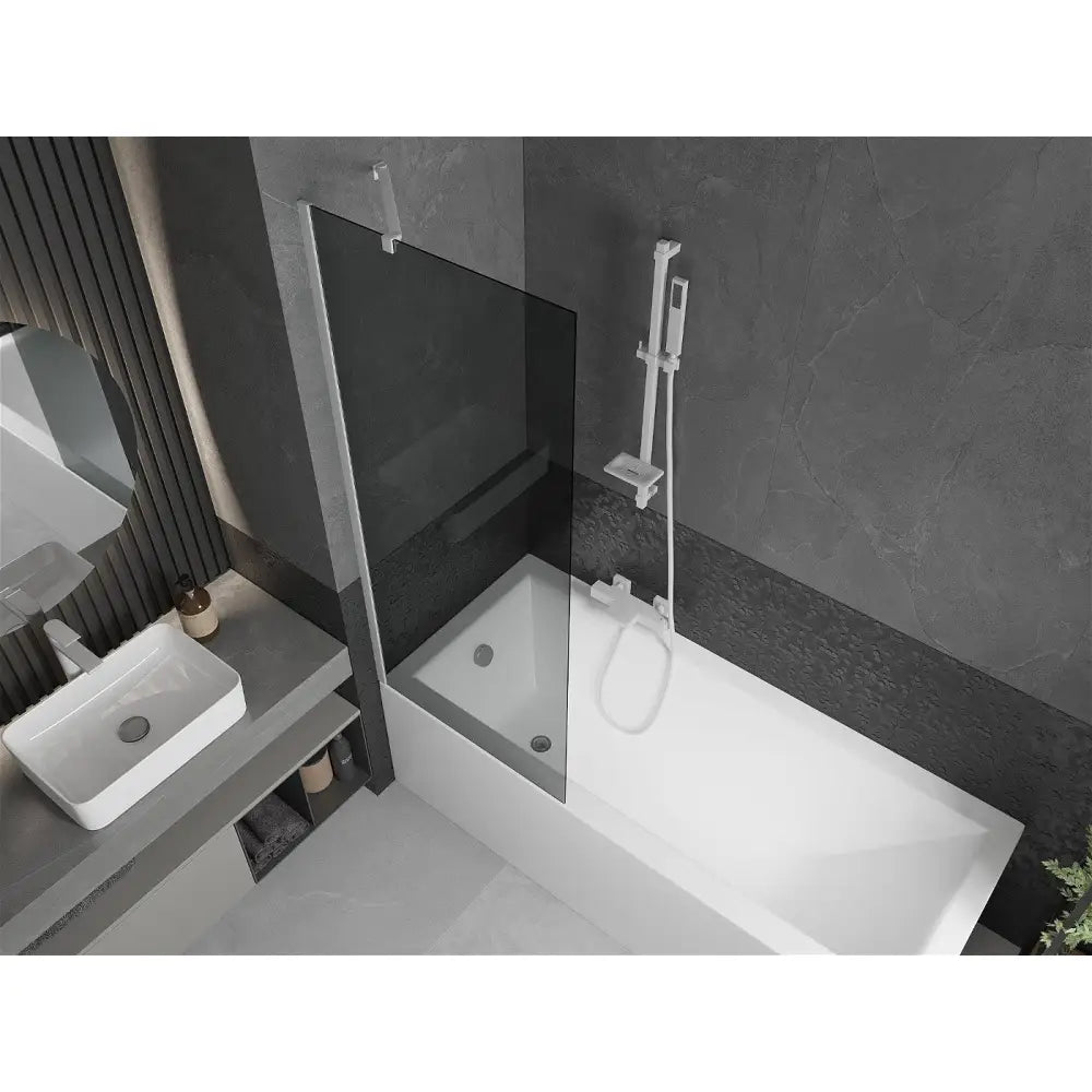 Badekarvegg 1-dørs 70x150 Cm Grafitt Hvit