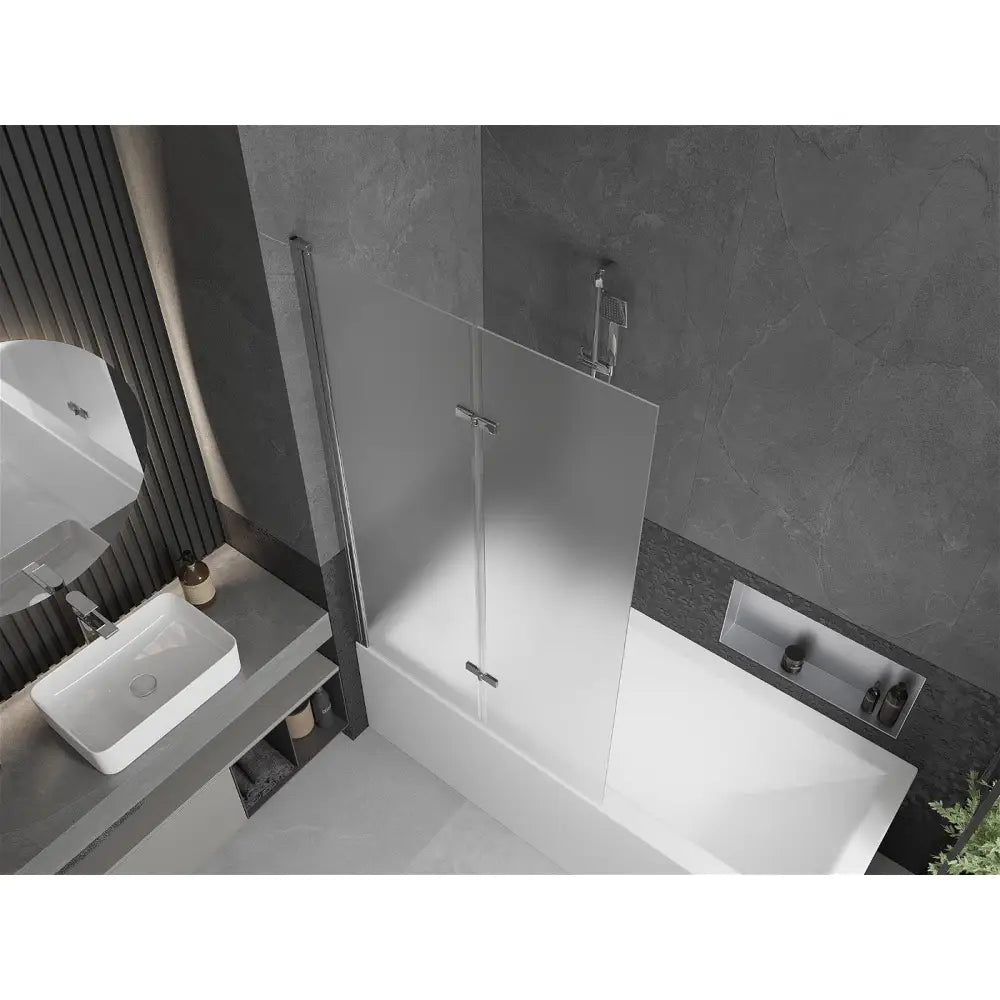 Badekarvegg 2-delt 100x150 Cm Frostet Krom