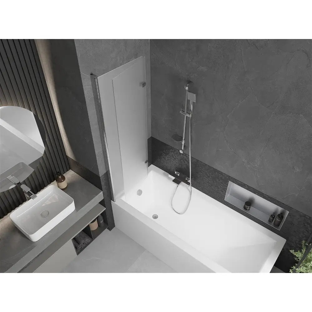 Badekarvegg 2-delt 100x150 Cm Frostet Krom