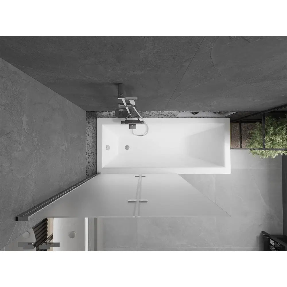 Badekarvegg 2-delt 100x150 Cm Frostet Krom