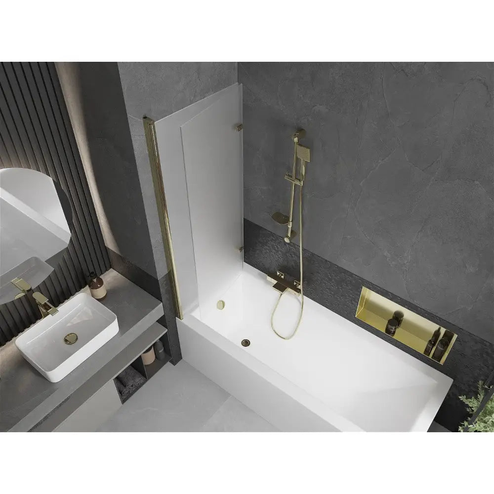 Badekarvegg 2-delt 120x150 Cm Frostet Gull