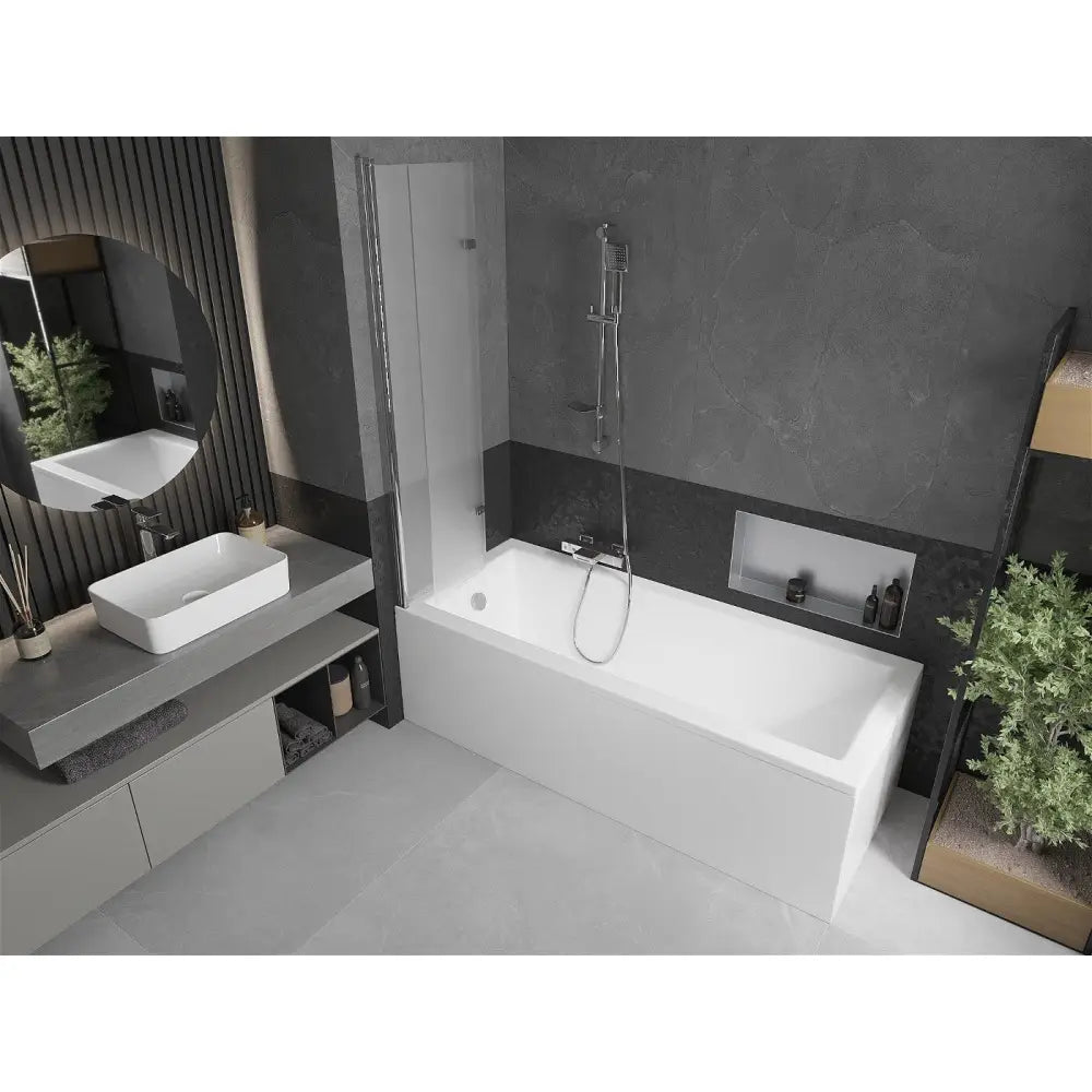 Badekarvegg 2-delt 80x150 Cm Frosted Krom