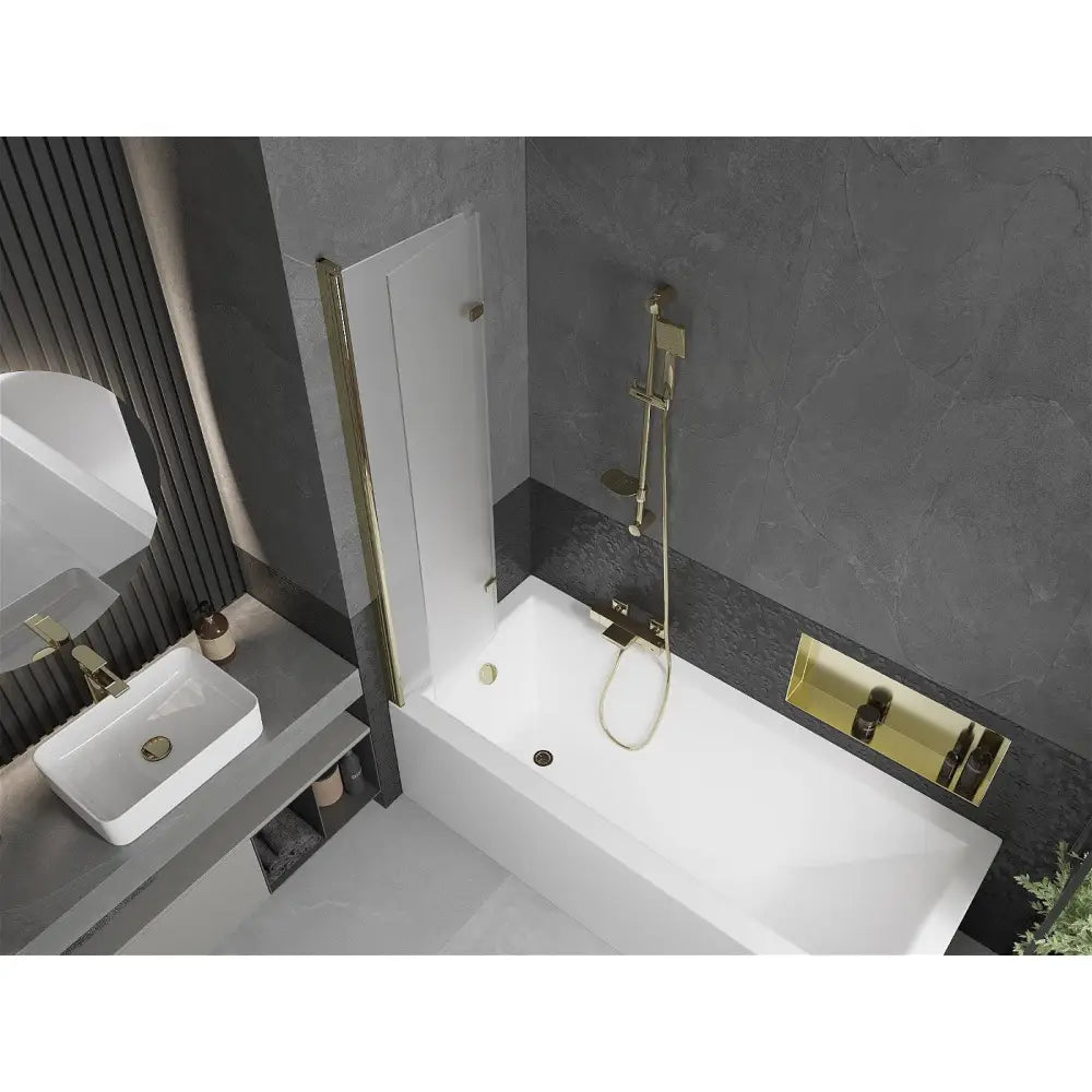 Badekarvegg 2-delt 80x150 Cm Frostet Gull