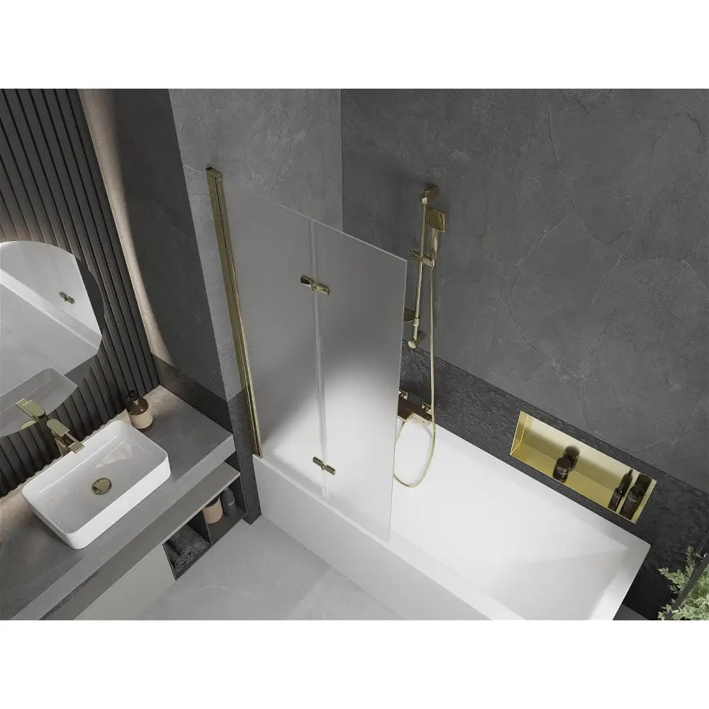 Badekarvegg 2-delt 80x150 Cm Frostet Gull