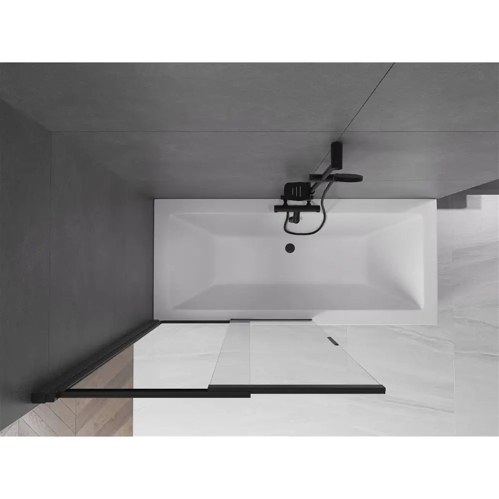 Badekarvegg 2-delt Skyvbar 100x150 Cm Gjennomsiktig Svart