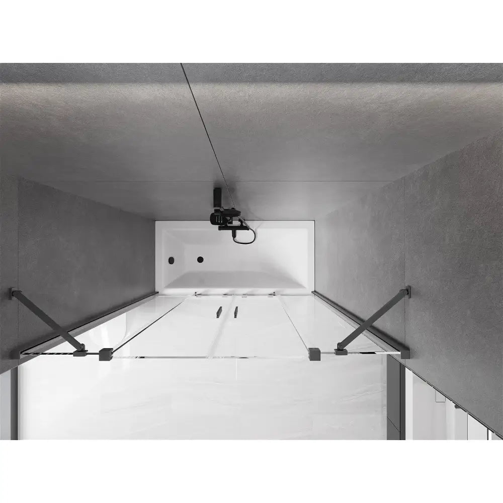 Badekarvegg 2-delt Skyvbar 150x150 Cm Gjennomsiktig Svart