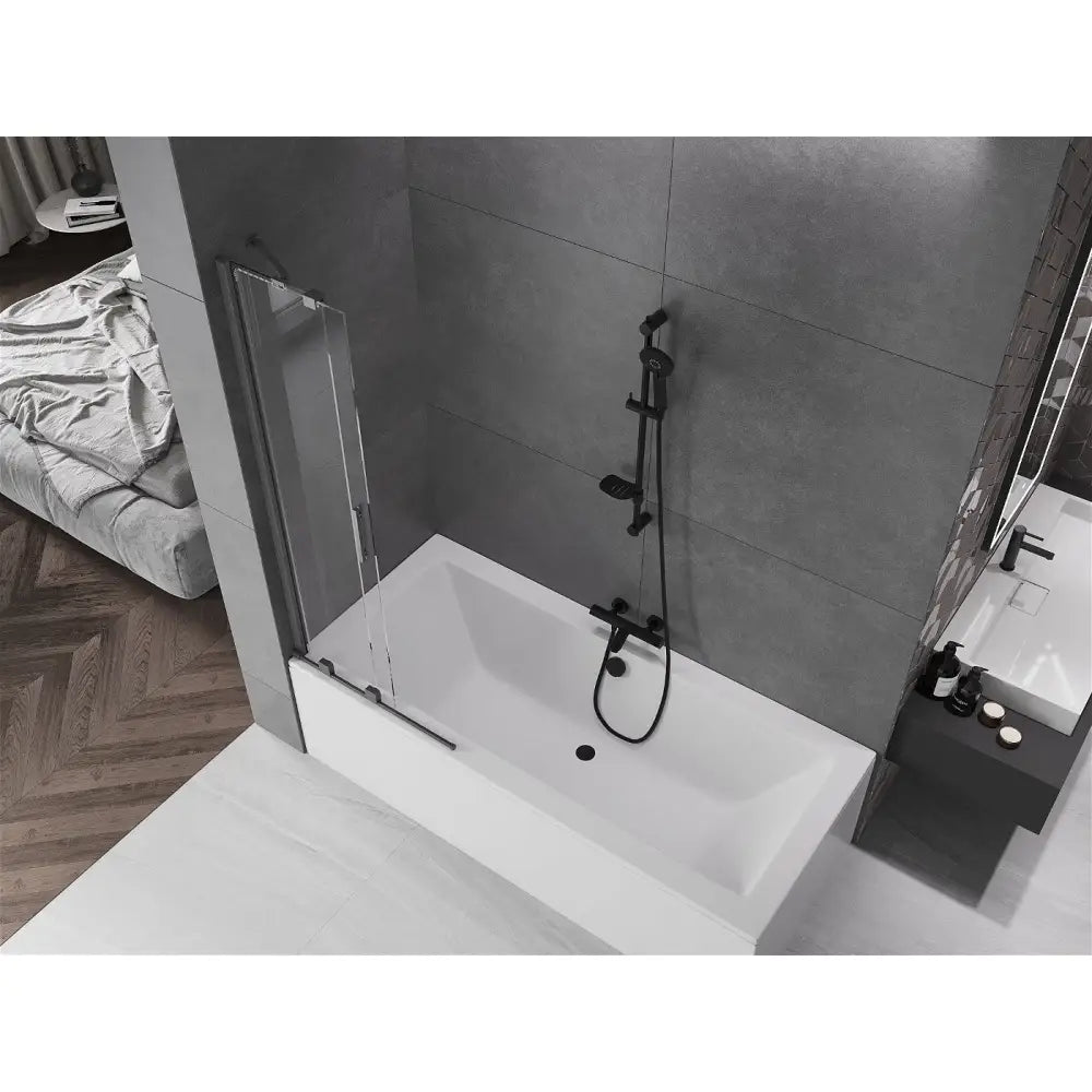 Badekarvegg 2-delt Skyvbar 75x150 Cm Gjennomsiktig Koksgrå Børstet