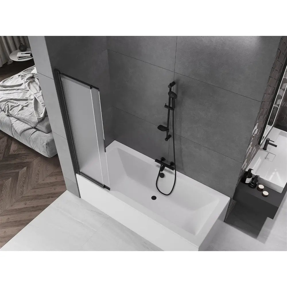 Badekarvegg 2-delt Skyvbar 85x150 Cm Frostet Svart