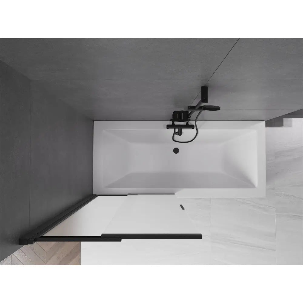 Badekarvegg 2-delt Skyvbar 85x150 Cm Frostet Svart