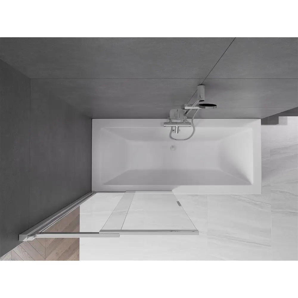 Badekarvegg 2-delt Skyvbar 85x150 Cm Gjennomsiktig Krom