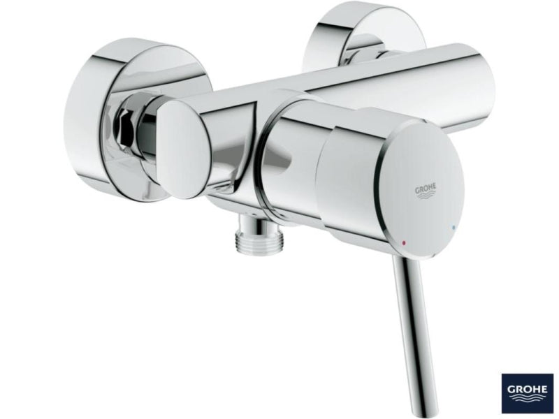 Nærbilde av håndtak på Grohe Concetto dusjbatteri krom