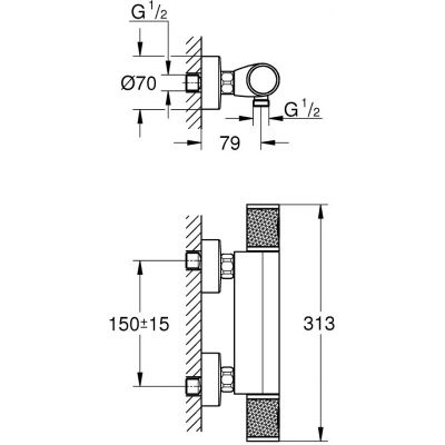 Dusjbatteri termostat krom Grohe Precision Feel bakside