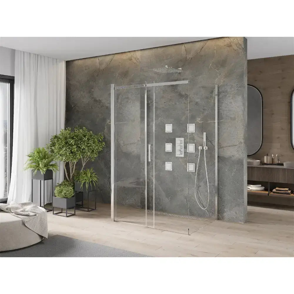 Dusjhjørne 3-vegg med Skyvedør 110x100 Cm Krom