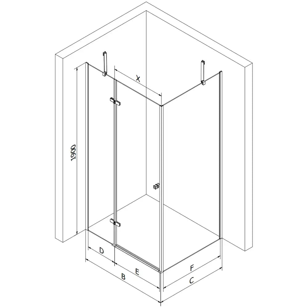 Dusjhjørne 90x70 Cm Krom