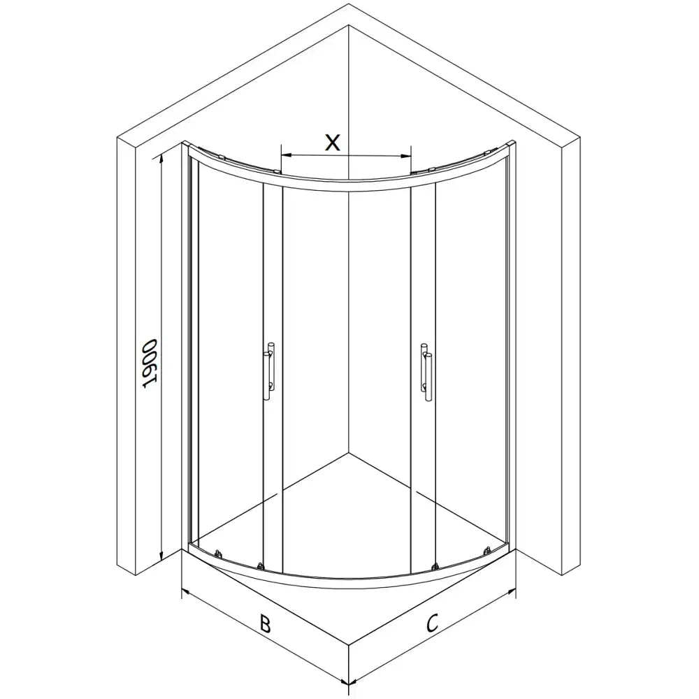 Dusjhjørne 90x90 Cm Krom