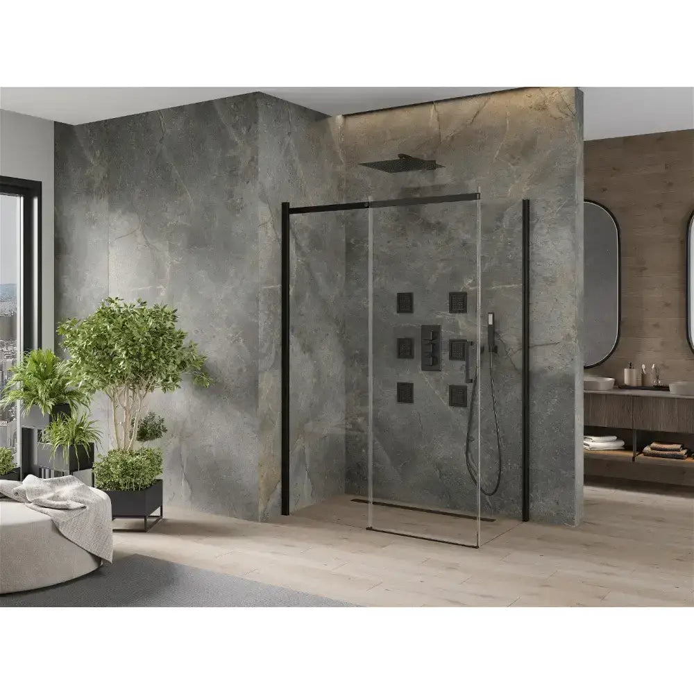 Dusjhjørne med Skyvedør 160x80 Cm Svart