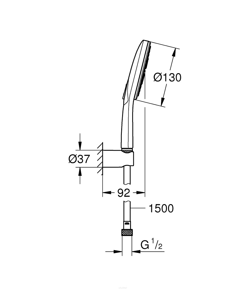 Dusjsett 3 stråler krom Grohe Rainshower SmartActive bakside