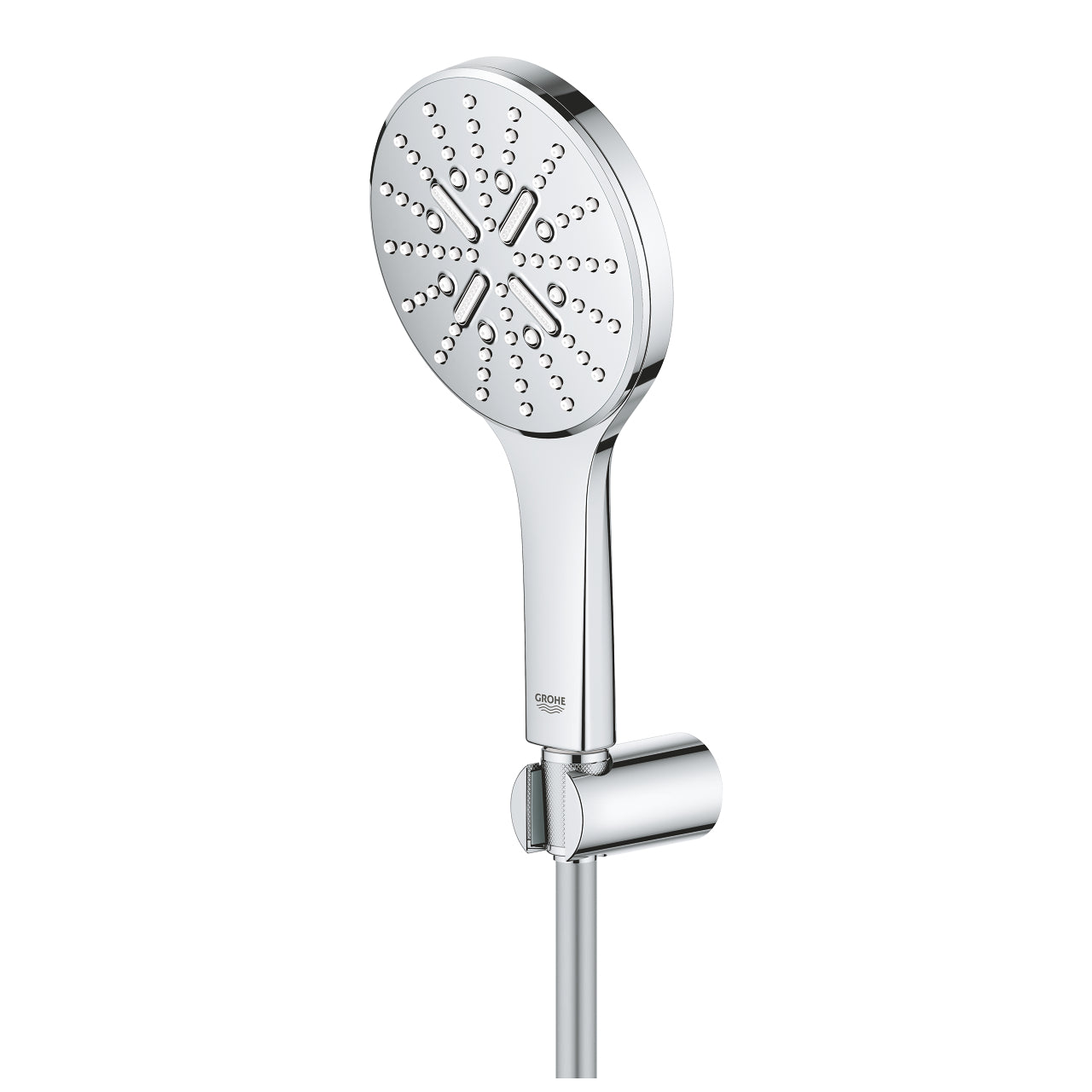 Dusjsett 3 stråler krom Grohe Rainshower SmartActive montert på vegg