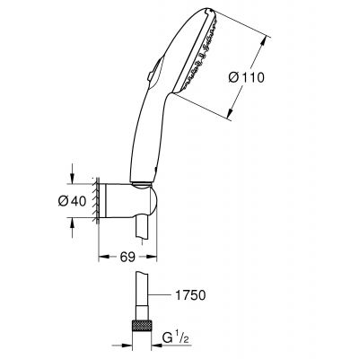 Baksiden av dusjsett matt svart Grohe Vitalio Start