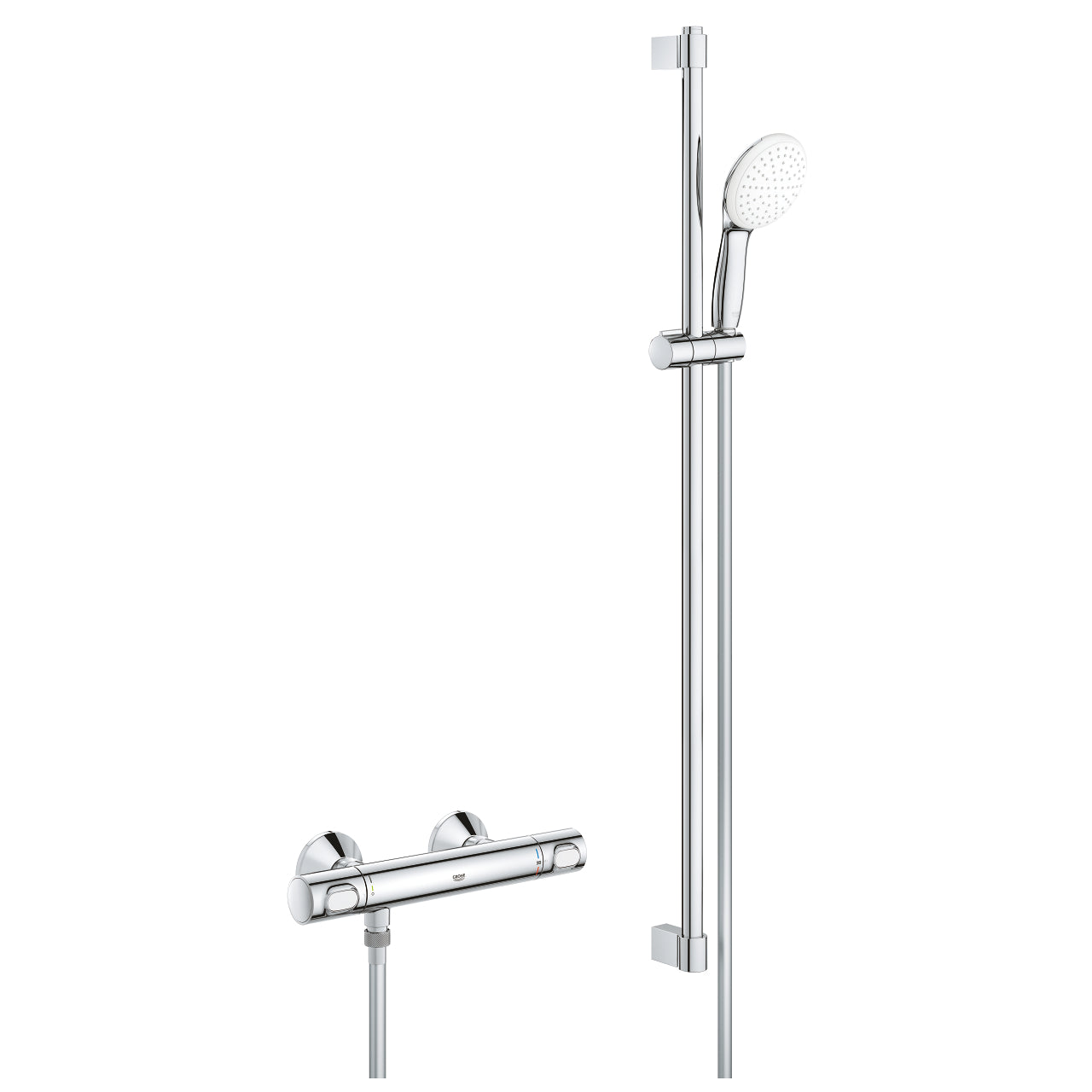 Dusjsett med termostat krom Grohe Grohtherm 500 forfra