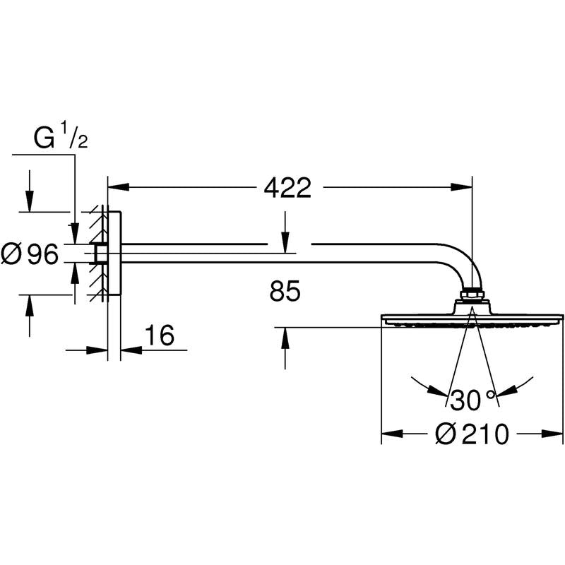 Dusjsett takdusj krom Grohe Rainshower Cosmopolitan bakside