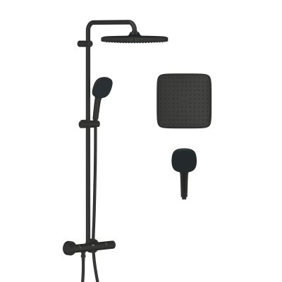 Dusjsett veggmontert termostat matt svart Grohe Vitalio Comfort forfra