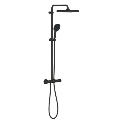 Detalj av dusjsett veggmontert termostat matt svart Grohe Vitalio Comfort