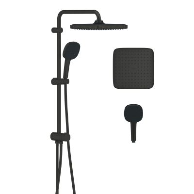 Dusjsystem matt svart veggmontert Grohe Vitalio Comfort forfra