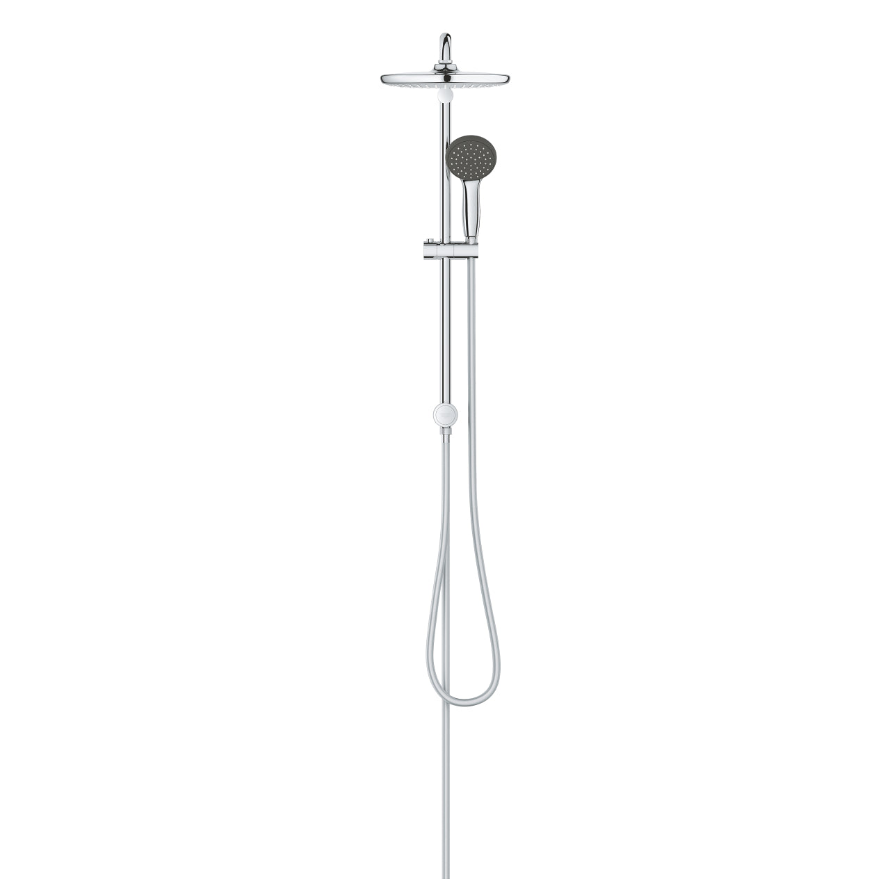 Dusjsystem med omstiller i krom Grohe Vitalio Start 250 detalj av regndusj