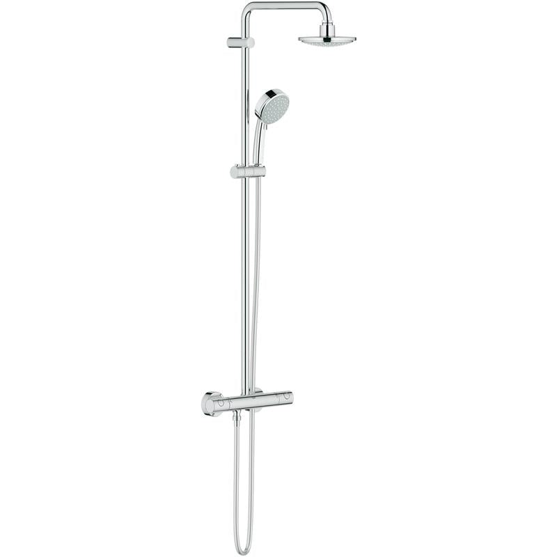 Dusjsystem med termostat krom Grohe New Tempesta Cosmopolitan forfra