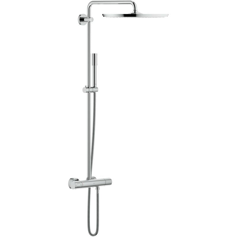 Dusjsystem med termostat i krom Grohe Rainshower forfra