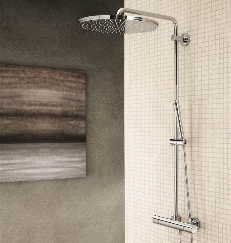 Dusjsystem med termostat i krom Grohe Rainshower bakside