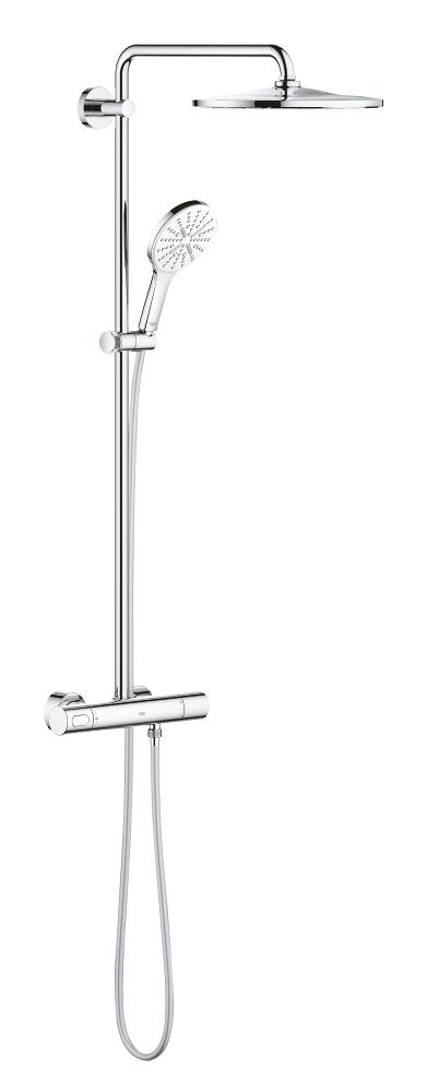 Dusjsystem termostat moon white forfra Grohe Rainshower