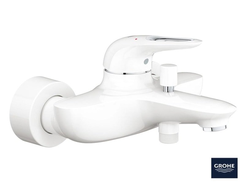 Ettgreps badekarbatteri hvit - Grohe Eurostyle Moon White forfra