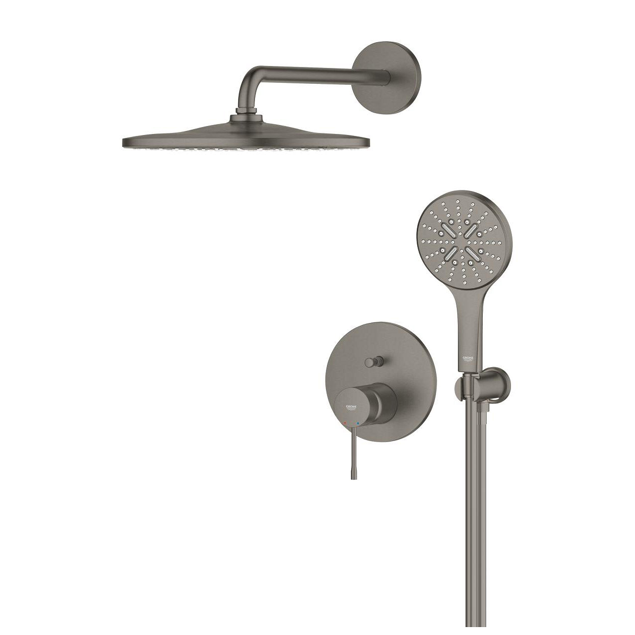 Innbyggings dusjsett børstet hard graphite detalj