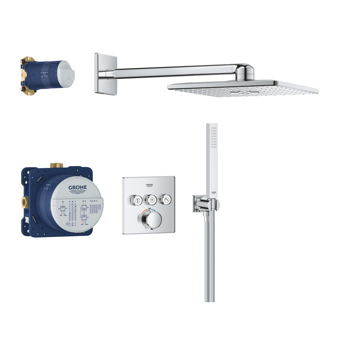 Innbyggings dusjsett krom Grohe Precision SmartControl forfra