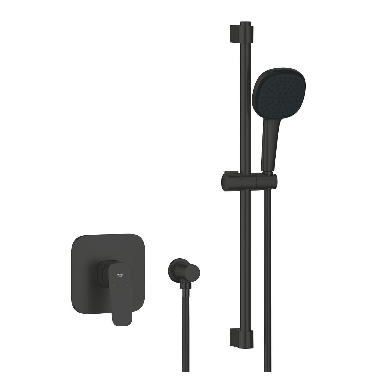 Innbyggings dusjsett matt svart Grohe Cubeo Tempesta 110 forfra