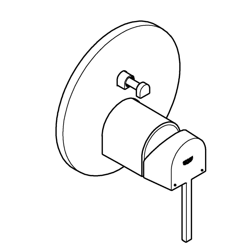 Innbyggingsbatteri ettgreps 2-veis brushed hard graphite Grohe Plus detalj