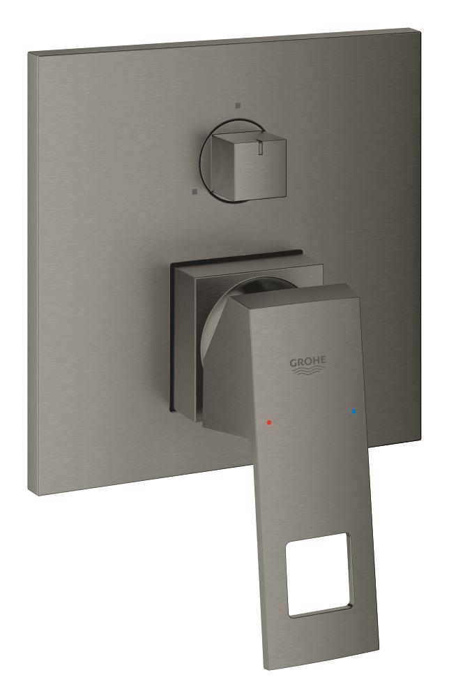 Innbyggingsbatteri ettgreps 3-veis børstet hard graphite Grohe Eurocube forfra