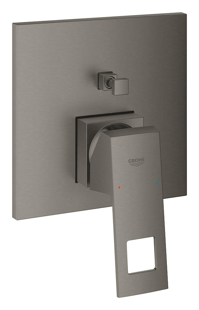 Innbyggingsbatteri ettgreps to uttak brushed hard graphite Grohe Eurocube forfra