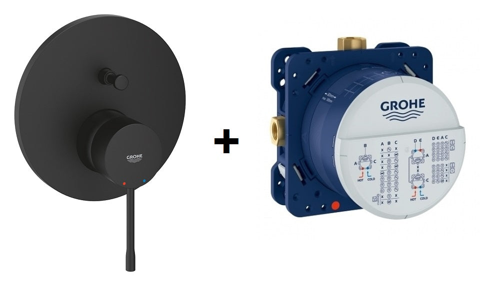Innbyggingsbatteri phantom black 2-veis Grohe Essence Professional for baderom