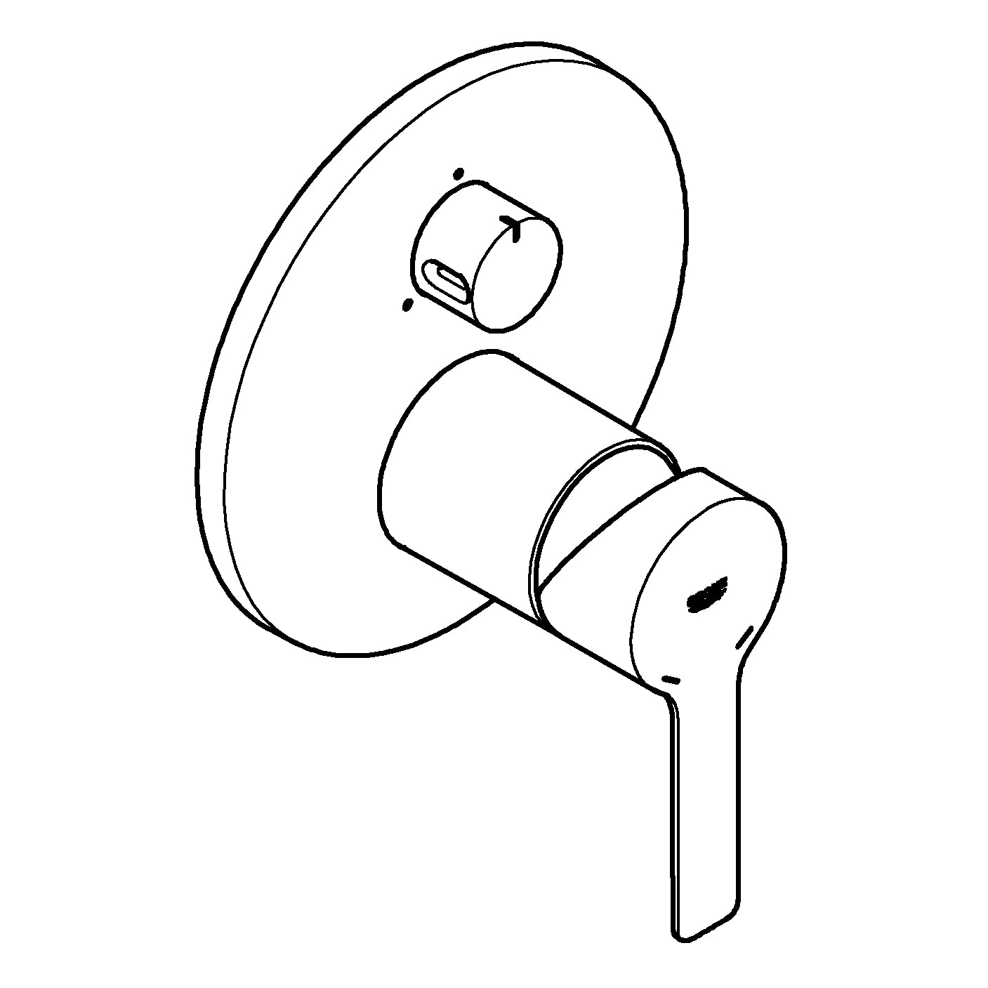 Detaljbilde av krom finish på Innbyggingsbatteri treveis Grohe Lineare